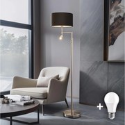 Eglo - LED подова лампа TUNJA, 1x E27/60W/230V + вграден LED 2,1W, Ø 38 см, хром/кафява