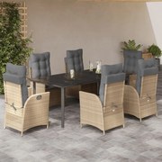 3213271 vidaXL Градински комплект с възглавници, 7 части, бежов полиратан