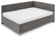 Антрацитно тапицирано ъглово детско легло 140x200 cm с място за съхранение с включена подматрачна рамка Cool – Meise Möbel