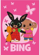 Розово детско одеяло от флийс 100x150 cm Bing Bunny "Butterflies" – Jerry Fabrics