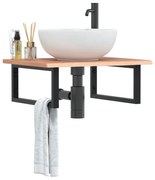 3302605 vidaXL Стенен рафт за мивка, стомана и масивно дърво дъб