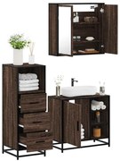 3301029 vidaXL Комплект мебели за баня от 3 части, кафяв дъб, инженерно дърво