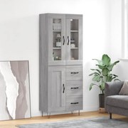 3198695 vidaXL Висок шкаф, сив сонома, 69,5x34x180 см, инженерно дърво