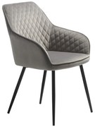 Светлосив тапициран трапезен стол с подлакътници Milton – Unique Furniture