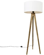 Ръстичен трипод винтидж дърво с бял абажур 50 см - Tripod Classic