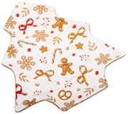 Бяла стъклена чиния с коледен мотив за сервиране Gingerbread – Dakls