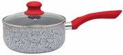 Касерола с капак ZEPHYR Actual line ZP 1321 NM20, 2 литра, 20х9 см, Мраморно-керамично покритие, Индукция, Сив/червен