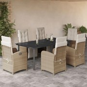 3212582 vidaXL Градински комплект с възглавници, 7 части, бежов полиратан