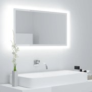 LED огледало за баня, бял гланц, 80x8,5x37 см, акрил