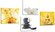 Комплект картини – Фън Шуй в бяло-жълто