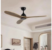 ZEVENTI - Таванен вентилатор LAURIA Wi‑Fi Tuya черен/дъб + дистанционно управление