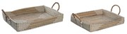Комплект Подноси DKD Home Decor Естествен Жълт Тропически Морска трева (48 x 38 x 15 cm) (2 броя)