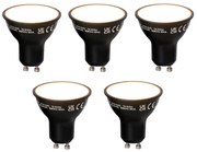 Комплект от 5 Смарт GU10 димируема LED лампа черна 7W 600 lm 3000K