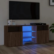 ТВ шкаф с LED осветление, кафяв дъб, 120x30x50 см