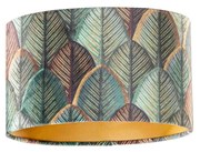 Кадифена абажура с дизайн на листа и златно вътрешно покритие, овална 25/16/15