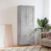 3199797 vidaXL Висок шкаф, бетонно сив, 69,5x34x180 см, инженерно дърво