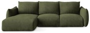 Зелен шенилов сгъваем ъглов диван (ляв ъгъл) Leila – Makamii