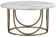 Бяла/ в златист цвят кръгла масичка за кафе от декор от мрамор ø 79 cm Gwyneth – CosmoLiving by Cosmopolitan