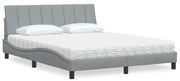 3310538 vidaXL Легло с матрак Hanko, светлосиво, 160x200 см, плат
