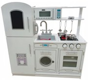 Детска бяла кухня с аксесоари и LED осветление