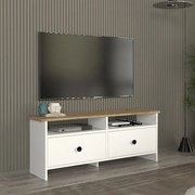 ТВ шкаф Gradias TopMebel от меламин в бял - сапфирен дъб 120x26.6x46.8cm