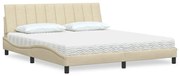 3310550 vidaXL Легло с матрак Hanko, кремаво, 180x200 см, плат