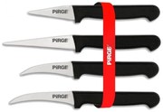 Pirge - Комплект карвинг ножове извити от неръждаема стомана 4бр. с черна дръжка (41274)