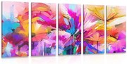 картини от 5 части – Абстрактни цветни цветя