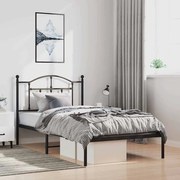 353433 vidaXL Метална рамка за легло с горна табла, черна, 100x190 см