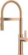 Стоящ смесител за кухня, Inter Ceramic, ICF 7169184BRUSH ROSE GOLD, със силиконов чучур