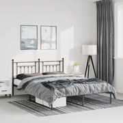353539 vidaXL Метална рамка за легло с горна табла, черна, 150x200 см