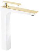 Mexen Indus висок смесител за мивка, бял/златен - 744610-25