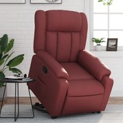 3205268 vidaXL Изправящ реклайнер стол, виненочервен, изкуствена кожа