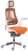 Ергономичен стол AMBRA, До 130 кг, Дишаща мрежа, Негорима дамаска, Заключваща в различни позиции облегалка, Плавно регулиране, Оранжев