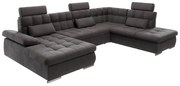 Антрацитен разтегателен ъглов диван с място за съхранение (десен ъгъл/U форма) Merkur – Ropez