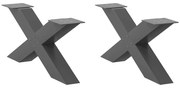 4012946 vidaXL Крака за масичка за кафе, X-образни, 2 бр., антрацит, 70x(30-31) см, стомана