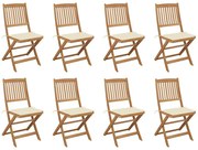 3075115 vidaXL Сгъваеми градински столове с възглавници 8 бр акация масив