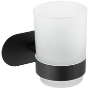 Матовочерна самодържаща се стъклена чаша за четка за зъби Orea - Wenko