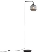 Дизайнерска подова лампа черна с димно стъкло - Ana