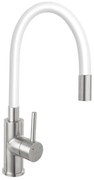 FERRO - Кран за мивка с гъвкаво рамо неръждаем/бял