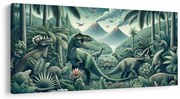 Картина на платно – Праисторически свят на динозаври в джунгла