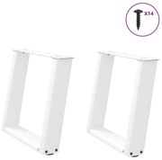 4012765 vidaXL Крака за масичка за кафе, U-образни, 2 бр., бели, 50 x (42-43) см, стомана