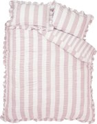 Розово двойно 3 части спално бельо 200x200 cm Seersucker Frill Stripe – Catherine Lansfield