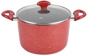 Дълбока тенджера с капак ZEPHYR Red Passion ZP 4418 E24D, 5.9 литра, 24х15.5 см, Мраморно покритие, Индукция, Червен