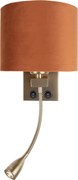 Стенна лампа бронз с гъвкаво рамо и оранжев абажур със златист интериор 18 см - Brescia Combi