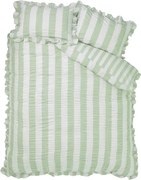 Зелено двойно 3 части спално бельо 200x200 cm Seersucker Frill Stripe – Catherine Lansfield