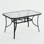 Градинска маса за хранене 150 x 90 cm със стъклен плот Черен