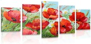 картини от 5 части – Червени макове в полето