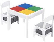 GINGER HOME К-кт дървена маса с 2 столчета двустранна WHITE/GRAY