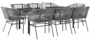 3334631 vidaXL Градински комплект с възглавници 9 части сив полиратан стъкло